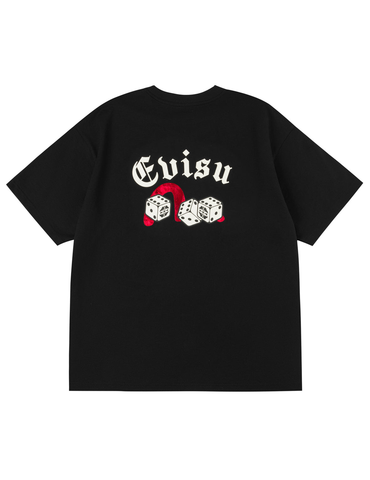 ポーカーラッキーダイスとフロックドカモメ Tシャツ - ブラック